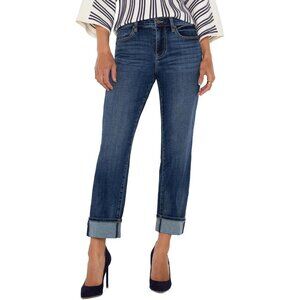 Women's Vintage Denim Jeans Mid-Rise Cuffed Loose Fit Casual Wear